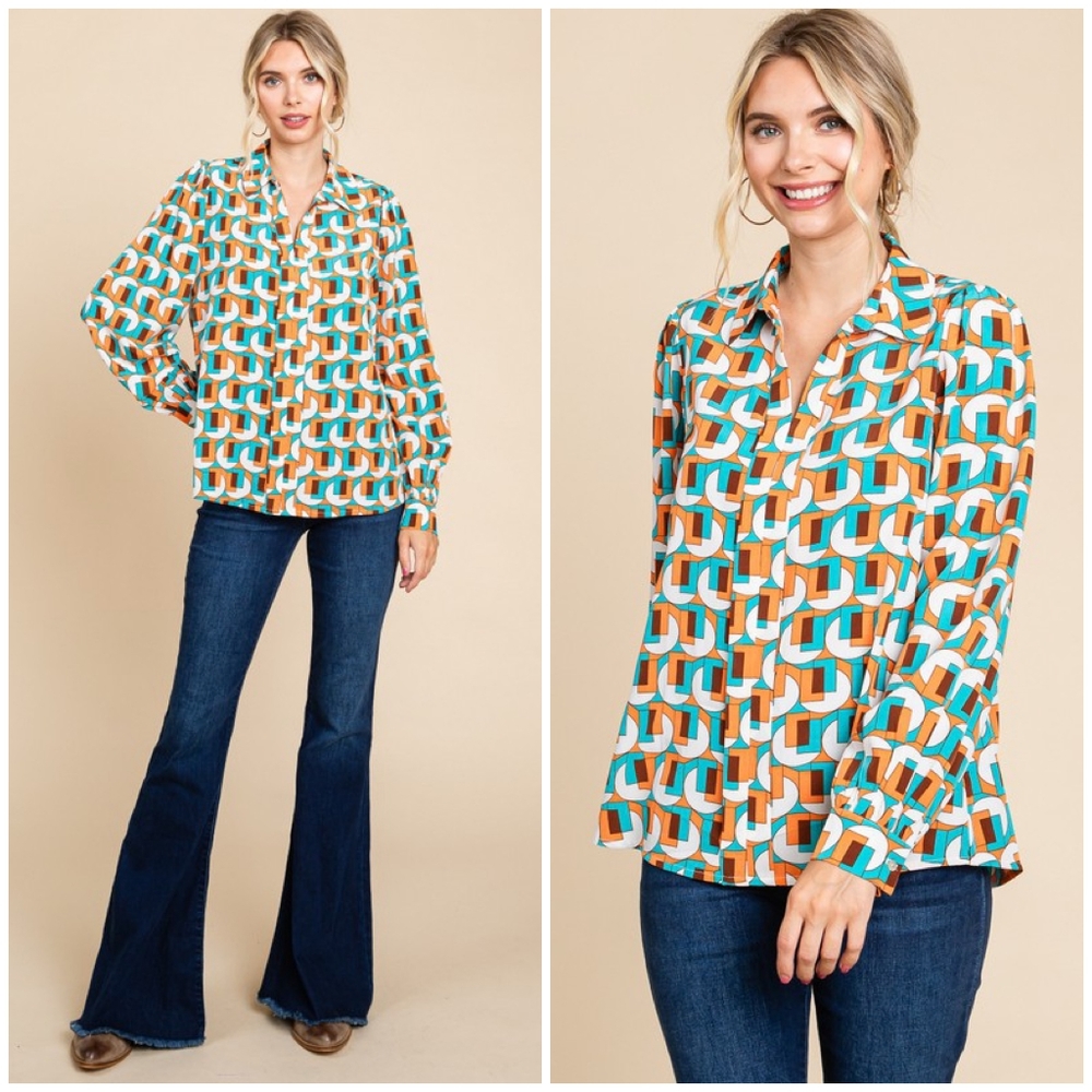 JODIFL Retro Chic Relaxed Fit Long Sleeves Blouse - Picture 7 of 7
